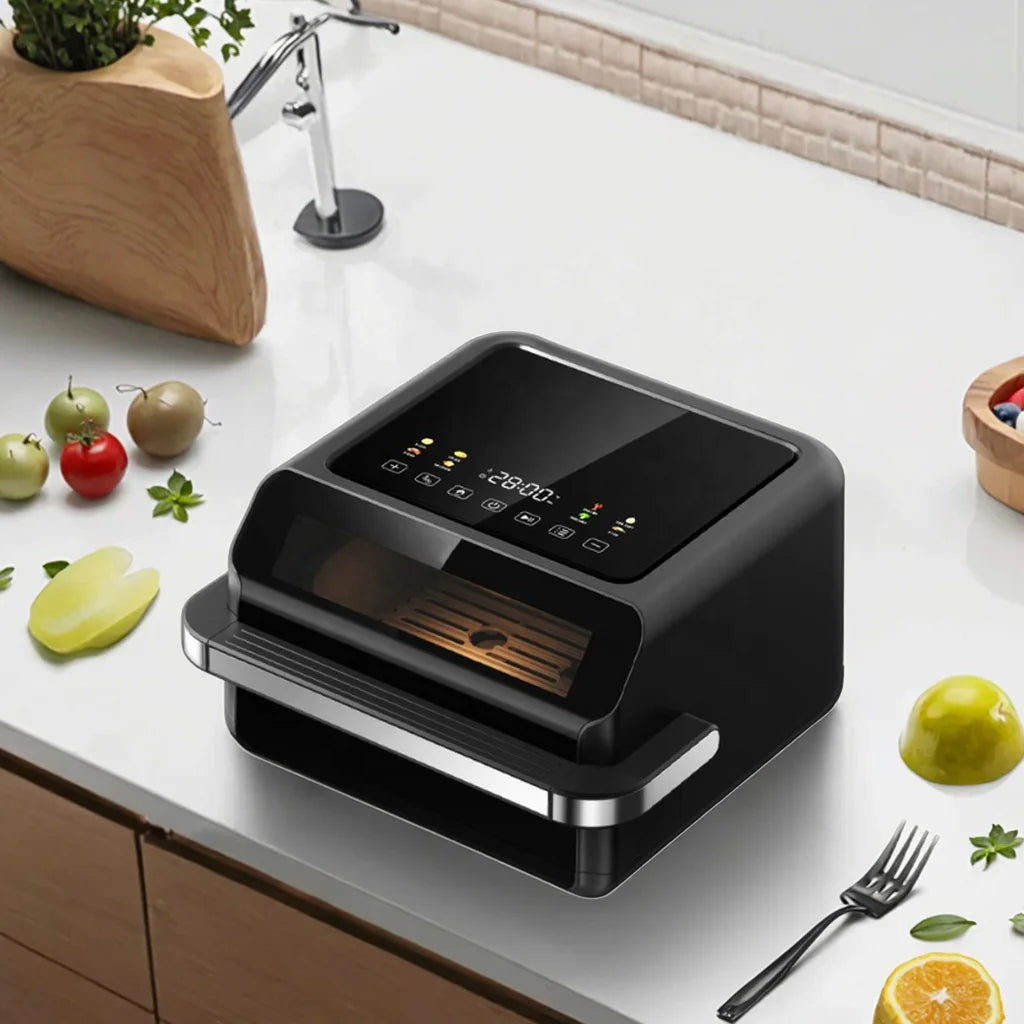 Electric 7.5L Air Fryer Oven Pizza Cooker Non-Stick Fry Basket Over Heat Protection Digital Timer & Temperature Control
