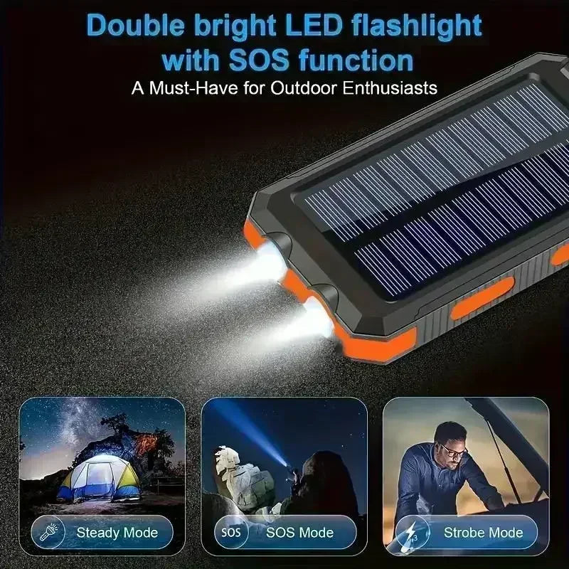 Outdoor Power Non-Stop: 10000mAh Solar Power Bank Fast Charge Bright
