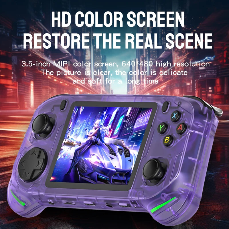 RX6H Retro Handheld Video Game Console 3.5-inch IPS Screen Linux System Portable Pocket Video Game Player 64GB Games GBA PS1