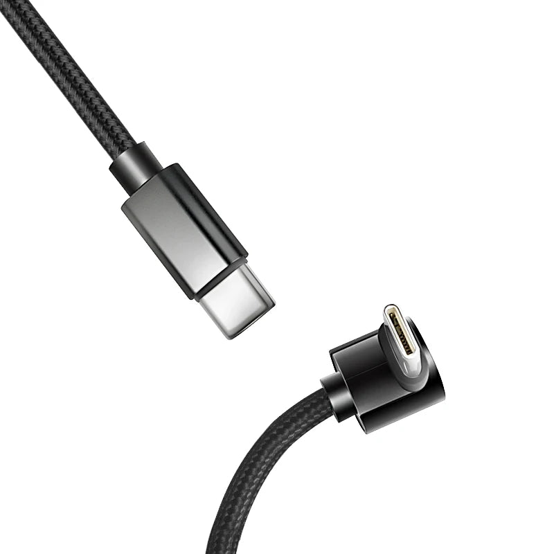 Nylon Braided Data Cable 90 Degree Elbow Line USB C To USB C PD Cable