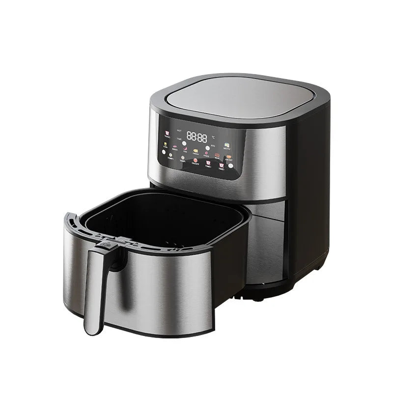 15L Large Capacity Stainless Steel Air Fryer Dual Heating Tubes Detachable Double Baskets Healthy Cooking Roast Bake Grill