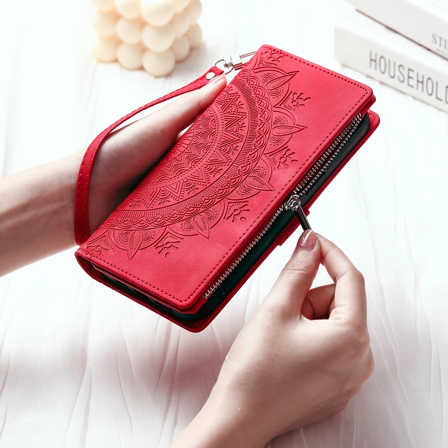 Leather Flip Case For Samsung Galaxy  Card Wallet Embossing Phone Bag