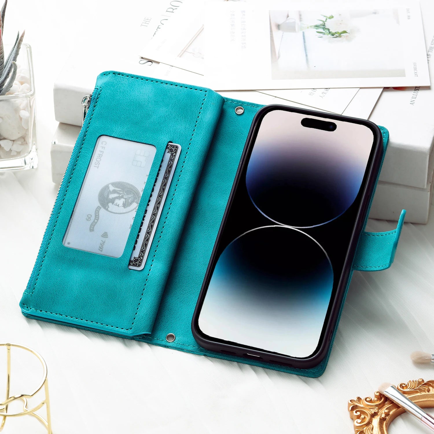Leather Flip Case For Samsung Galaxy  Card Wallet Embossing Phone Bag