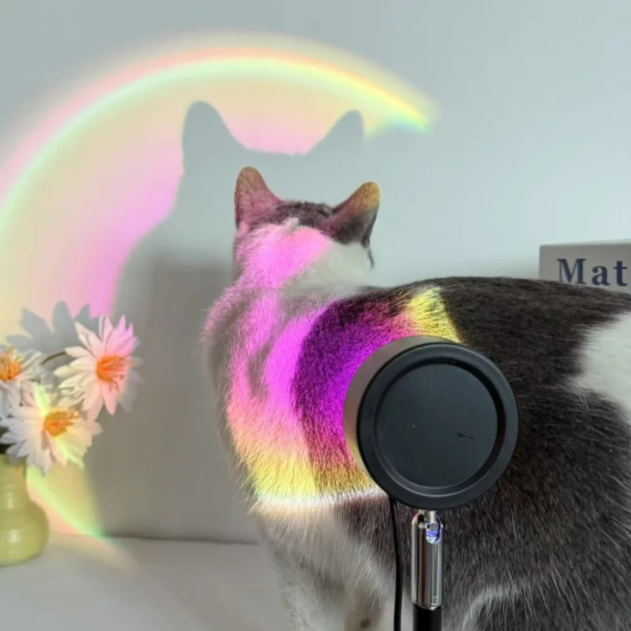 USB-powered sunset projection light, 16 color options, 360° rotating night light