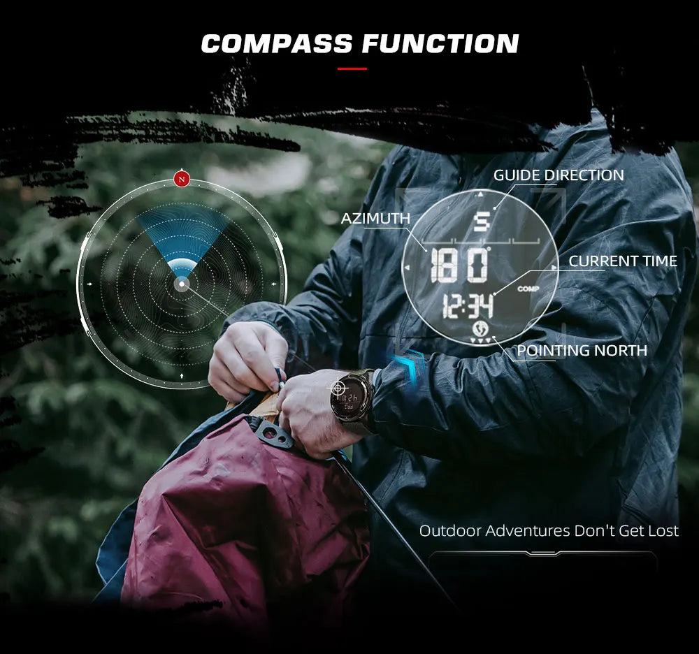 NORTH EDGE ALPS Men's Carbon fiber Digital Watch Shock Militray Sports Super Light Outdoor Compass Waterproof 50M Wristwatches