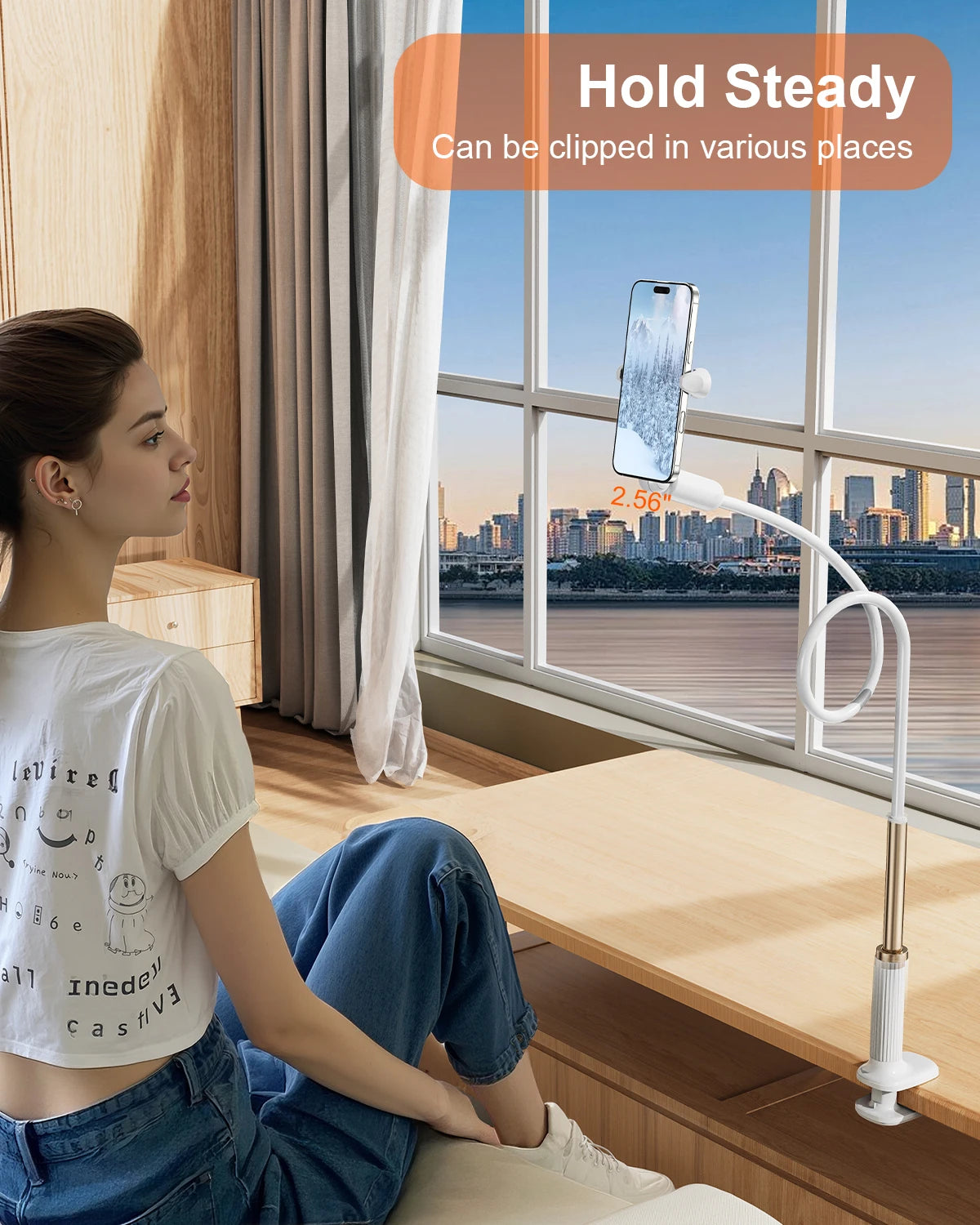 Eary Gooseneck Phone Holder for Bed Cell Phone Mount Clamp Clip Flexible Device