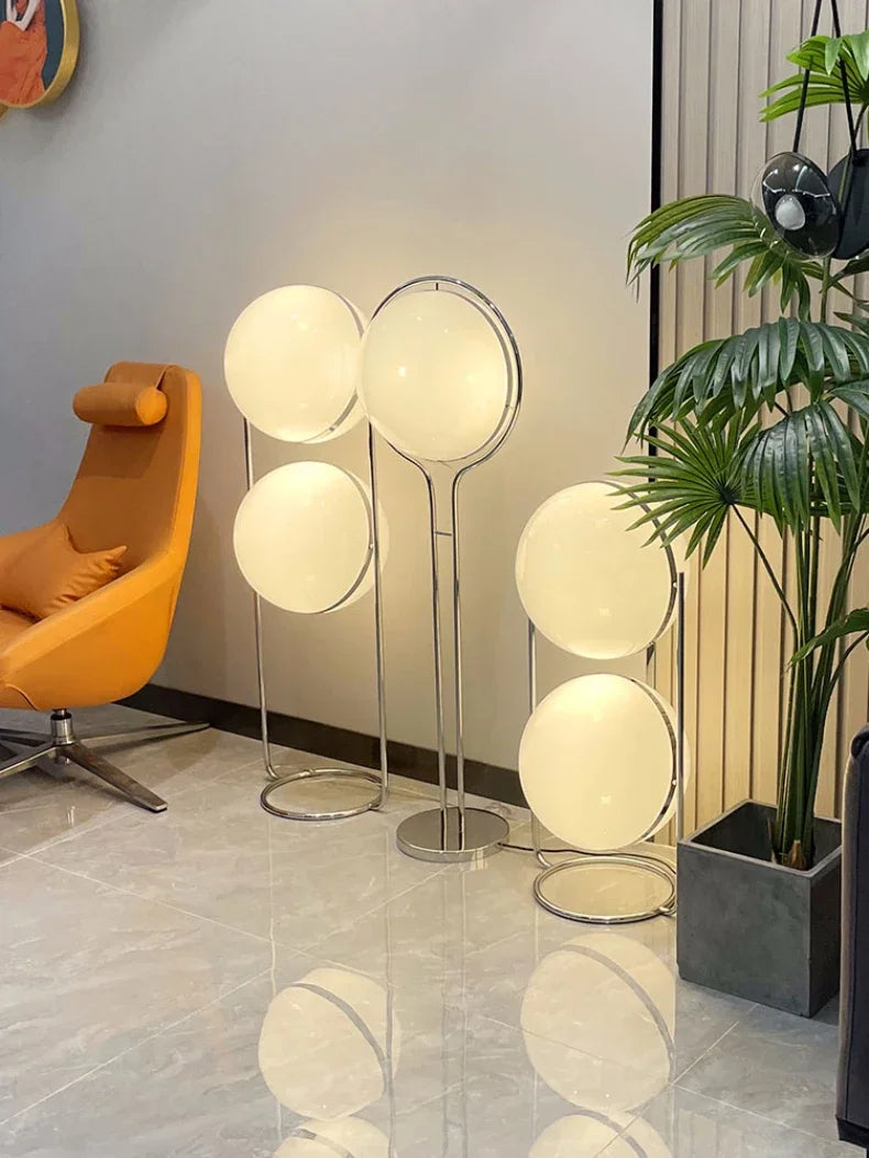 Garrault  Delord Floor Lamp Chrome Metal White Acrylic Ball Floor Light Living Room