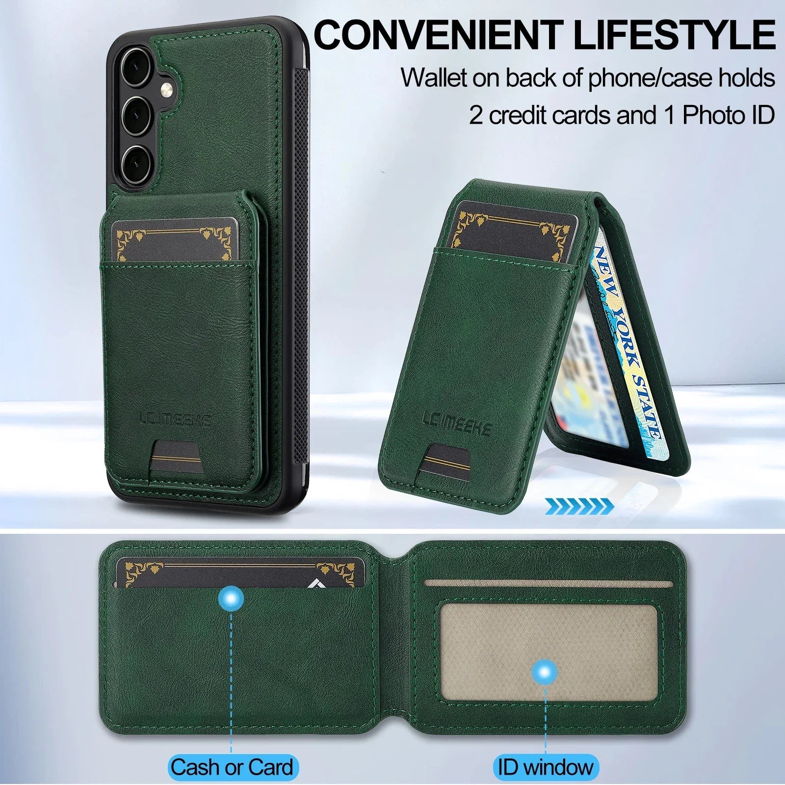 Detachable Leather Case For Samsung Galaxy Card Wallet Phone Bag