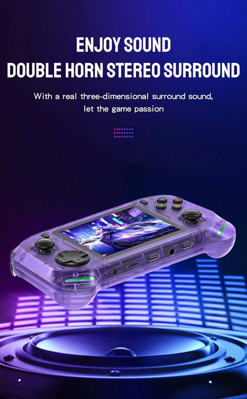 RX6H Retro Handheld Video Game Console 3.5-inch IPS Screen Linux System Portable Pocket Video Game Player 64GB Games GBA PS1