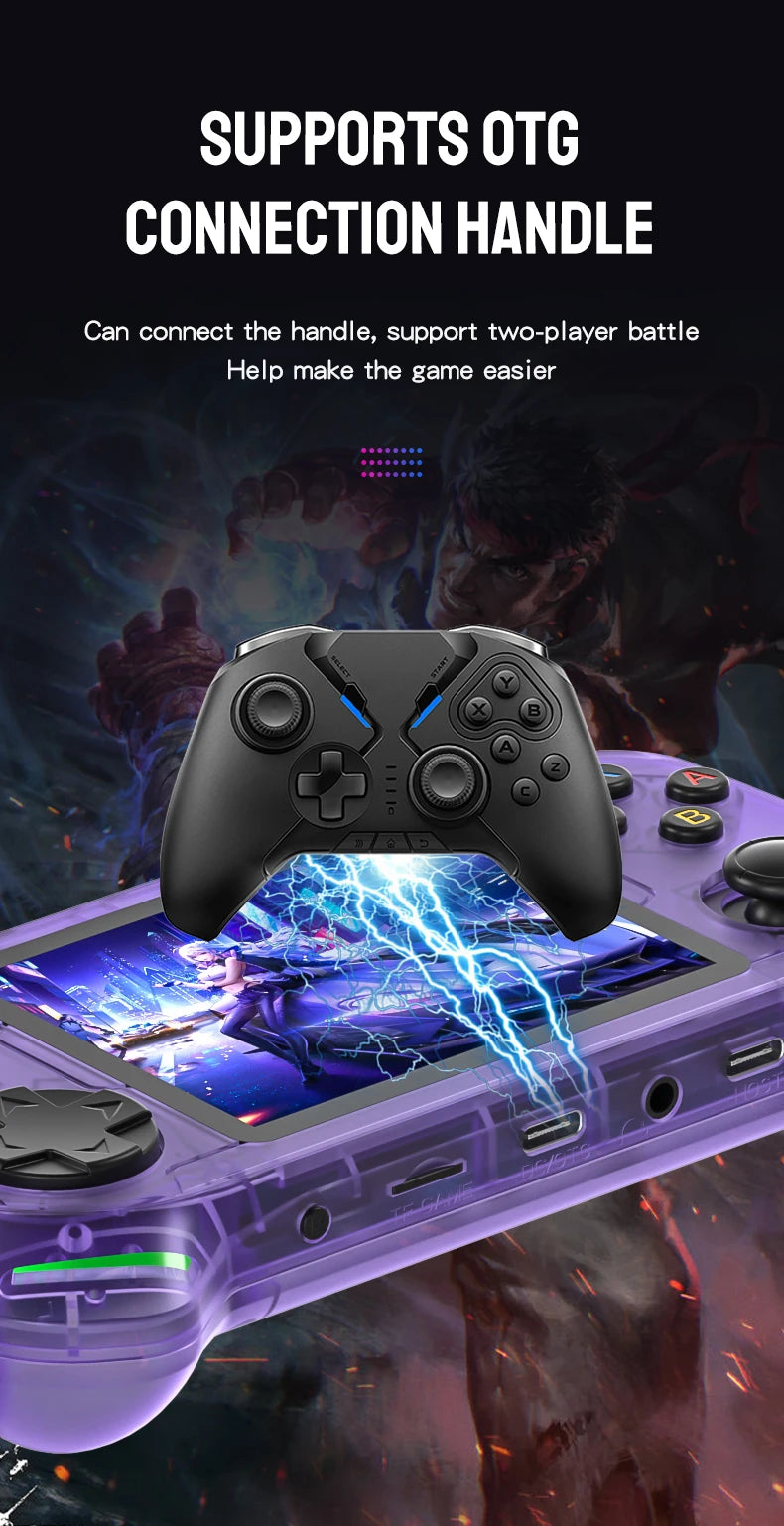 RX6H Retro Handheld Video Game Console 3.5-inch IPS Screen Linux System Portable Pocket Video Game Player 64GB Games GBA PS1