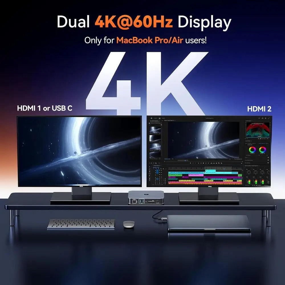 Universal 18-in-2 Docking Station for Dual Monitors, MacBook Pro USB-C