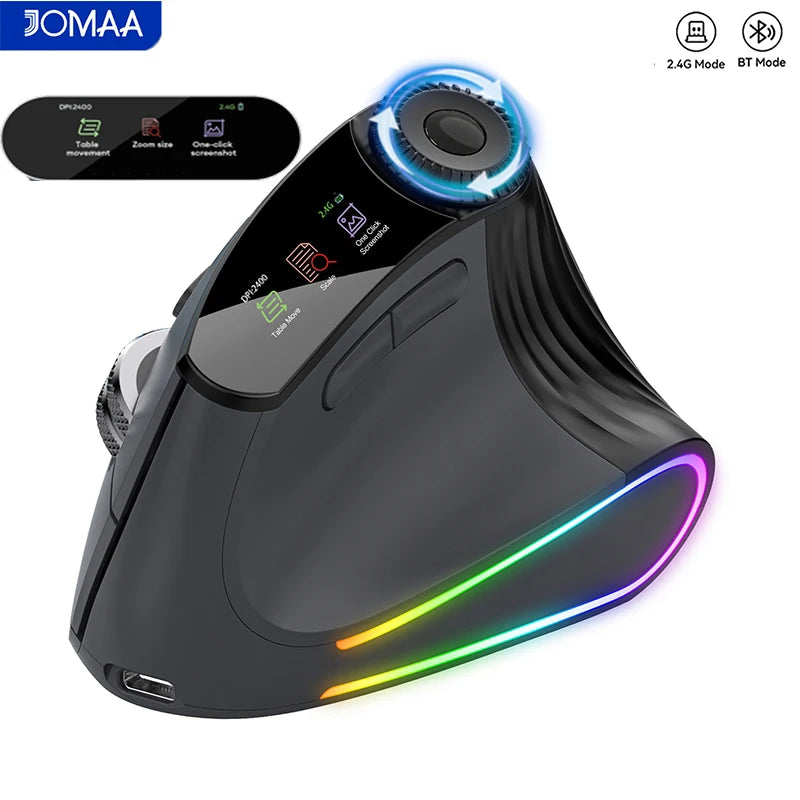 Jomaa RGB Backlit Speed Roller Wireless Vertical Mouse with Function Adjustment