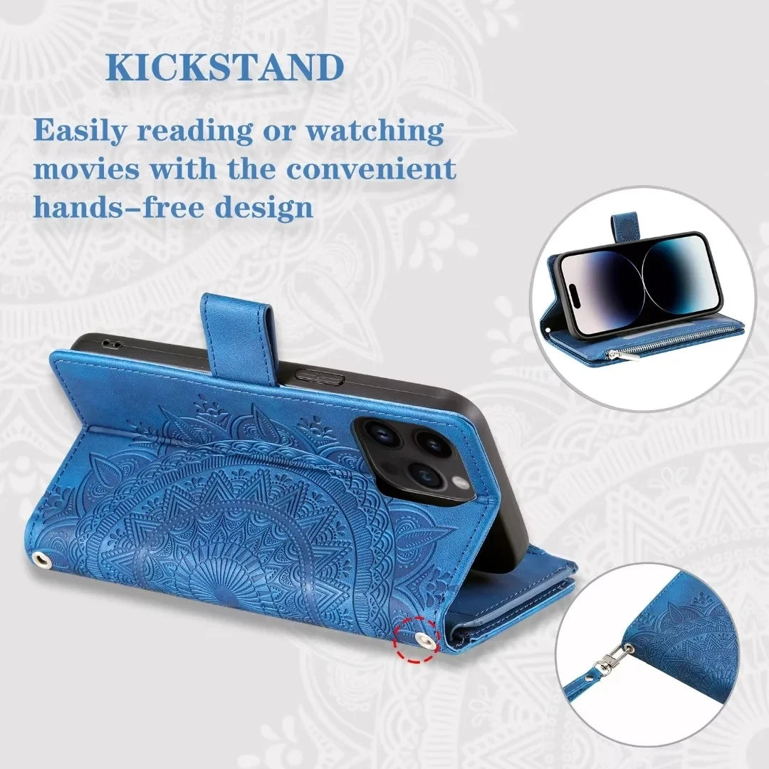 Leather Flip Case For Samsung Galaxy  Card Wallet Embossing Phone Bag