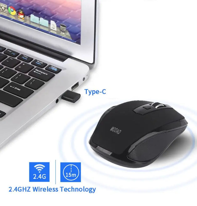 F3MA 2.4G Wireless Mouse 6 Buttons Noiseless USB Type C 1200 1600 DPI Gaming Mouse with Type-C Receiver MICE