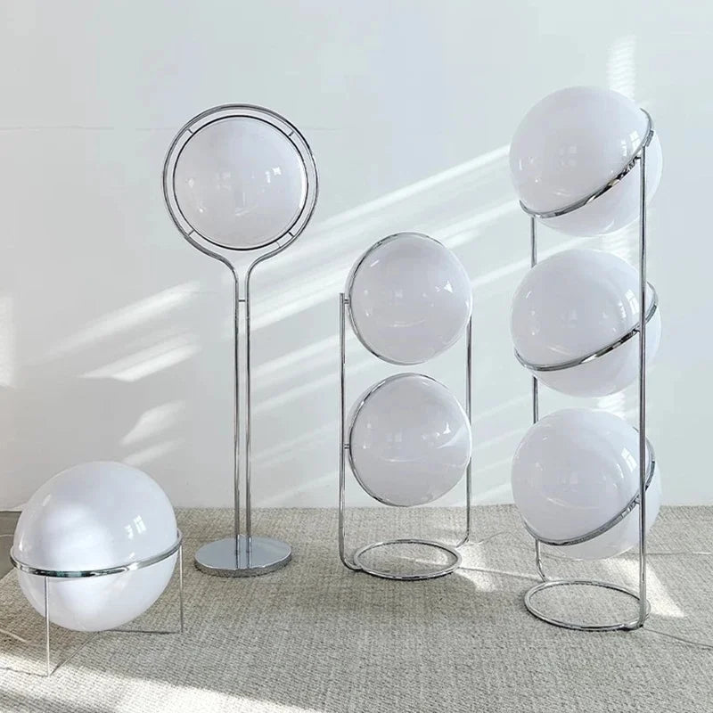 Garrault  Delord Floor Lamp Chrome Metal White Acrylic Ball Floor Light Living Room