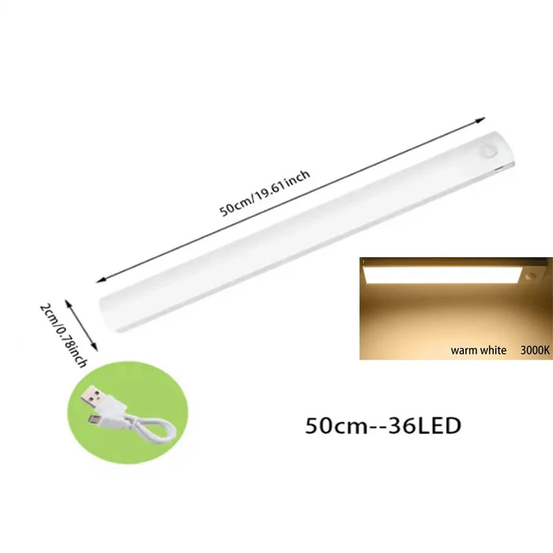 PIR Motion Sensor LED Under Cabinet Lamp Dimmable Rechargeable Night Light