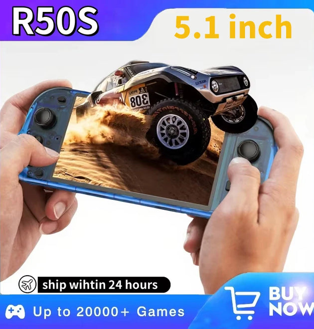 5.1inch New R50S Retro Handheld Video Game Console 128G IPS Screen Two-player Wifi Online Portable Pocket Video Player Boy Gift