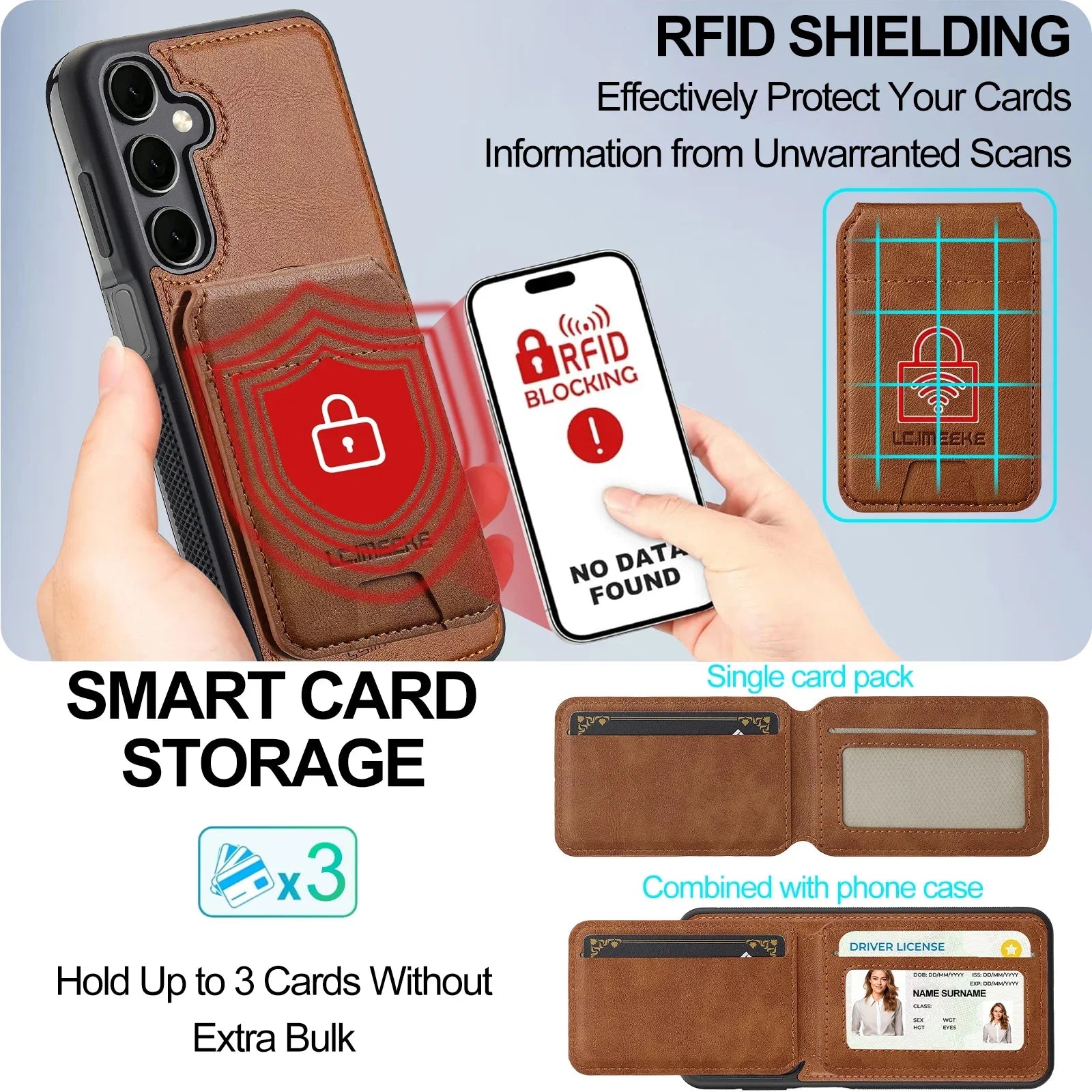 Detachable Leather Case For Samsung Galaxy Card Wallet Phone Bag