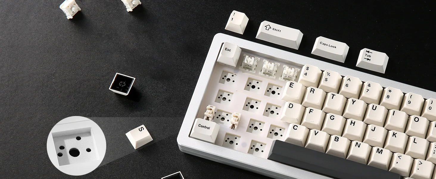 Aluminum Knob Wireless Bluetooth Wired Hot Swap Gasket Mounted RGB Keyboard