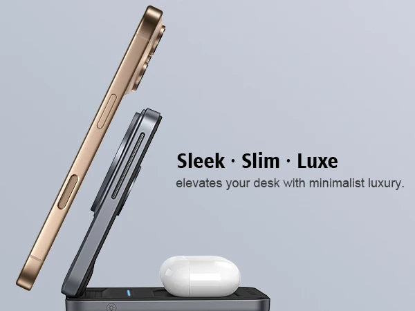 3 in 1 Wireless Charger Stand for iPhone 17 16 15 14 13, Apple Watch & AirPods Pro Foldable Travel Design & Night Light