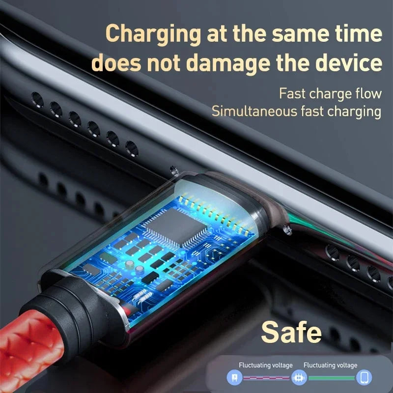 3 In 1 USB Charger Fast Charging Cable Type C Micro LIGHTNING Multi Charger