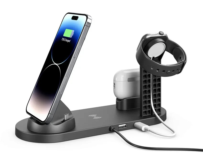 7 in 1 Wireless Charger Stand Pad For iPhone 17-12 Pro Max Apple Watch Airpods Pro iWatch 8 7 Fast Charging Dock Station