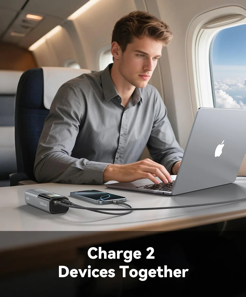 KUULAA 100W Power Bank 14000mAh Portable Charger External Battery PowerBank for Macbook for iPad Laptop Notbook Fast Charging PD