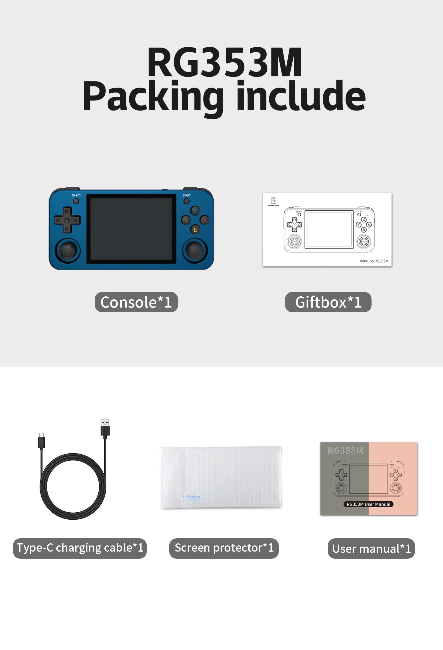 Anbernic RG353M Handheld Game Console Aluminum Alloy Shell 3.5 Inch Multi-touch Screen Dual OS HDMI-compatible Player 4400 Games