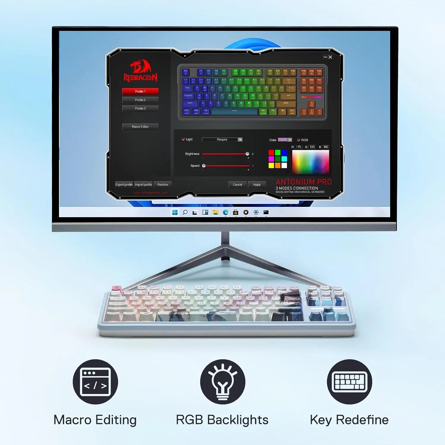 Redragon K728 PRO SE 80% 87 Keys Wireless Gasket RGB Gaming Keyboard