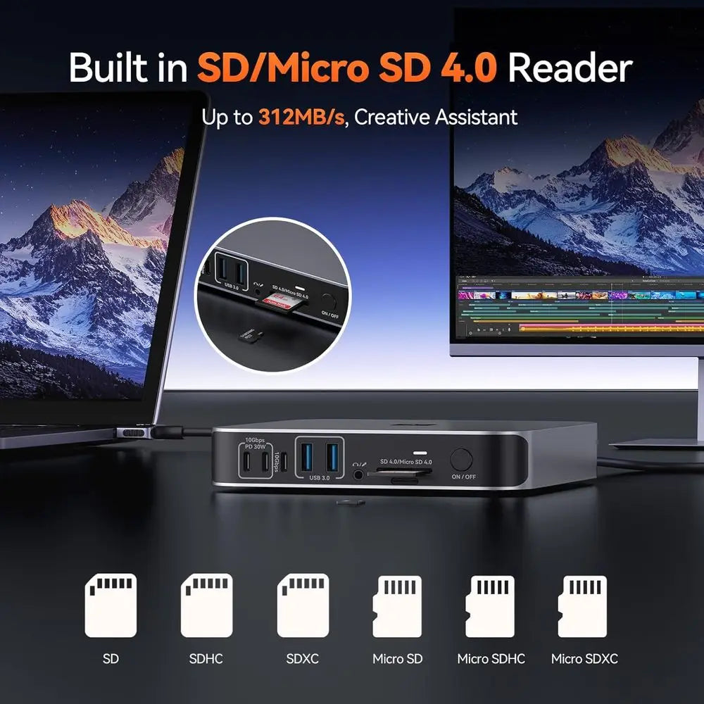 Universal 18-in-2 Docking Station for Dual Monitors, MacBook Pro USB-C