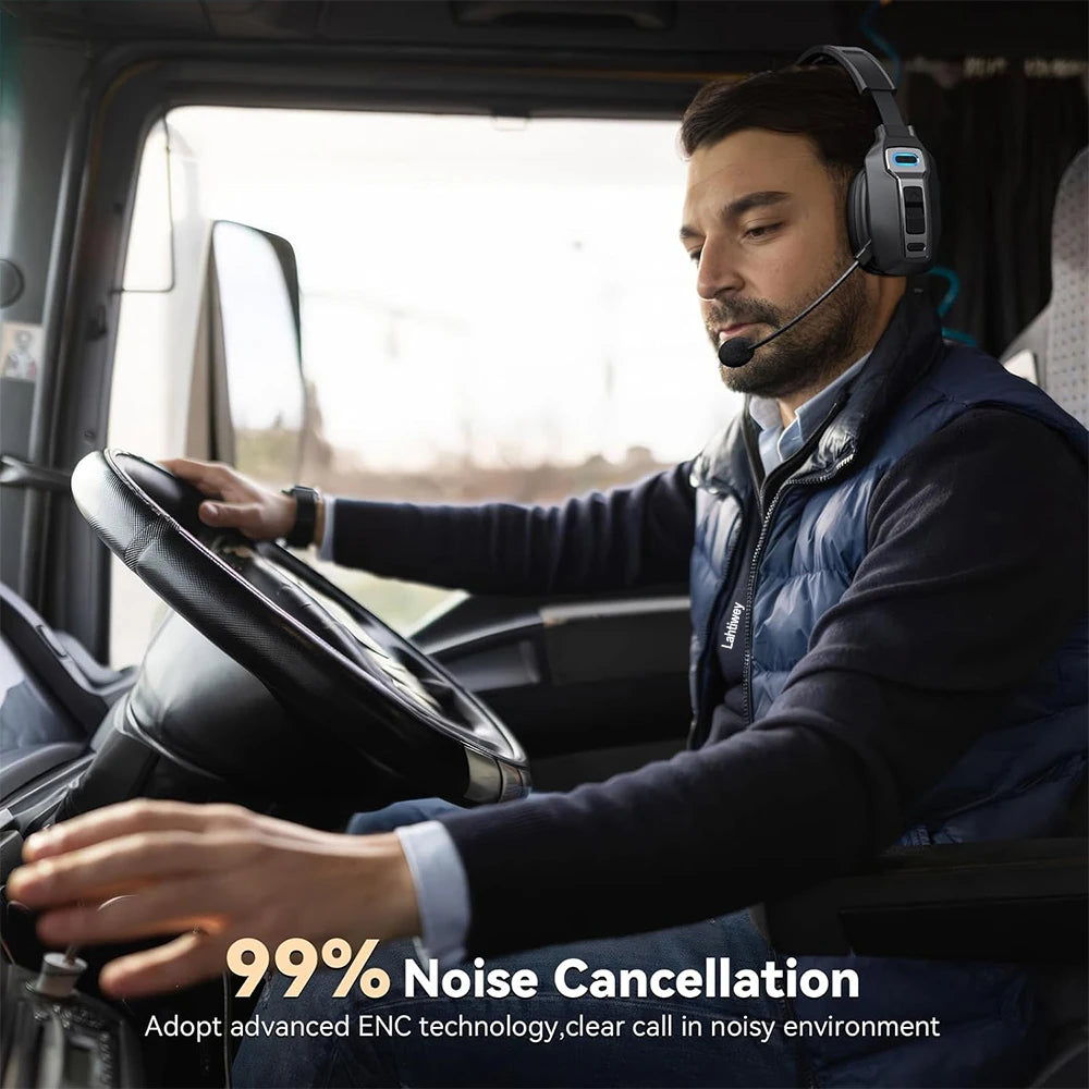 Trucker Bluetooth Headset with Dual Mic Noise Canceling, CVC8.0, Mute Button, 60Hrs Battery Wireless Headset, On Ear Headphone