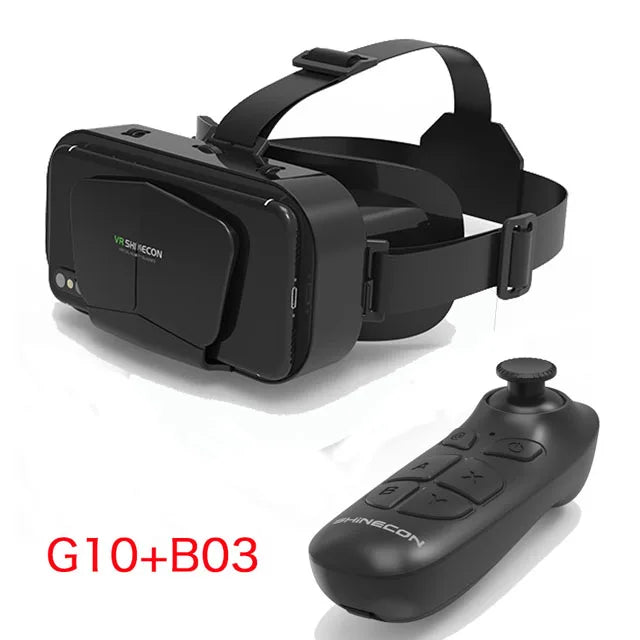 VR Glasses 3D Virtual Reality Box G10 IMAX Giant Screen Google Cardboard Helmet for 4.7-7inch Smartphone Matching Joystick