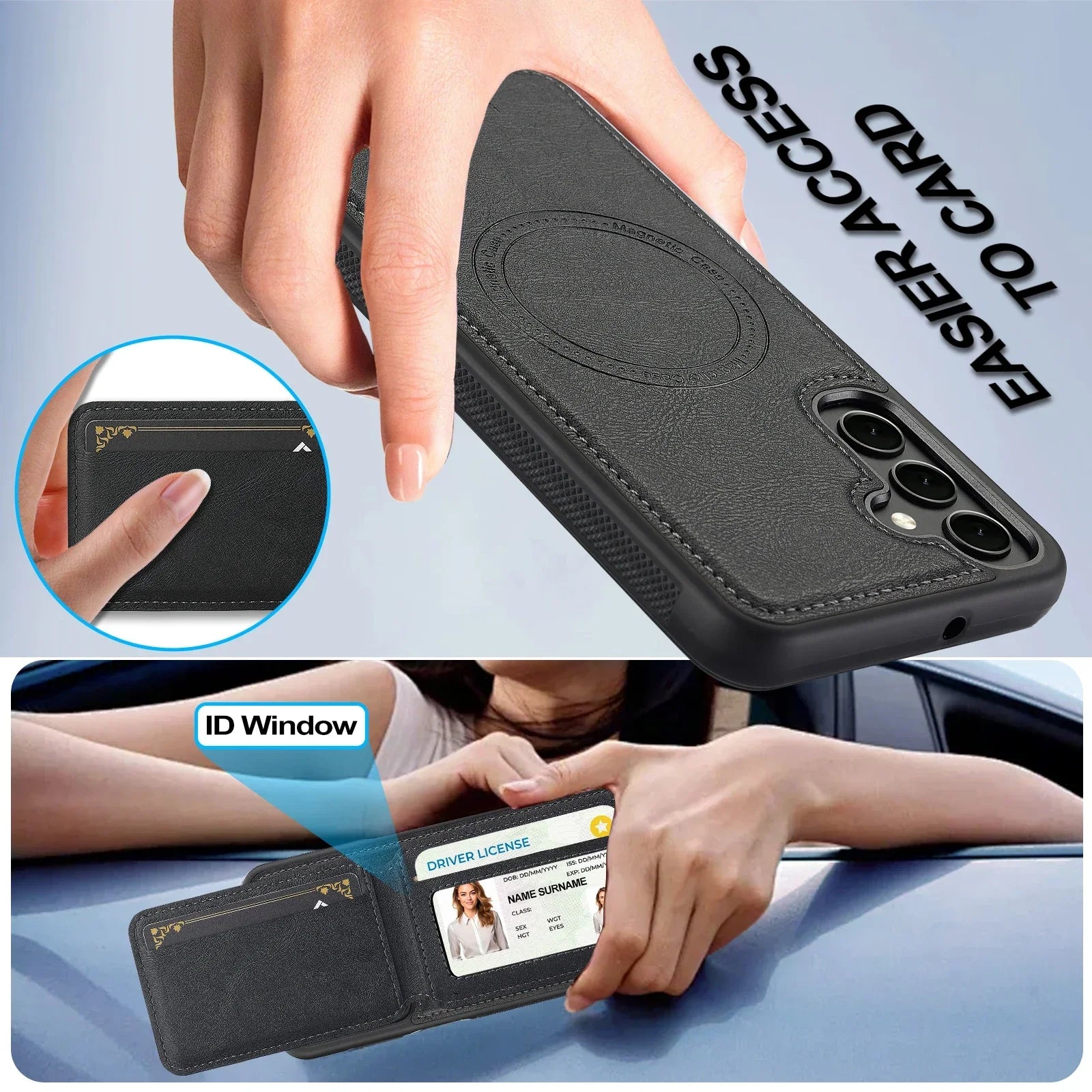 Detachable Leather Case For Samsung Galaxy Card Wallet Phone Bag