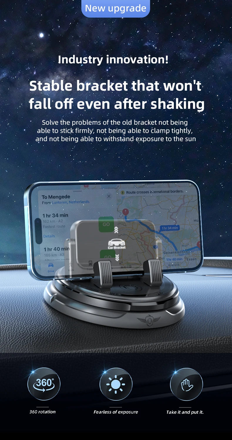 Lcars Car Dashboard Phone Holder, 360-Degree Rotatable, Multifunctional Phone Holder with Parking Number Plate, Special Support Stand for Car Navigation, Adhesive Base