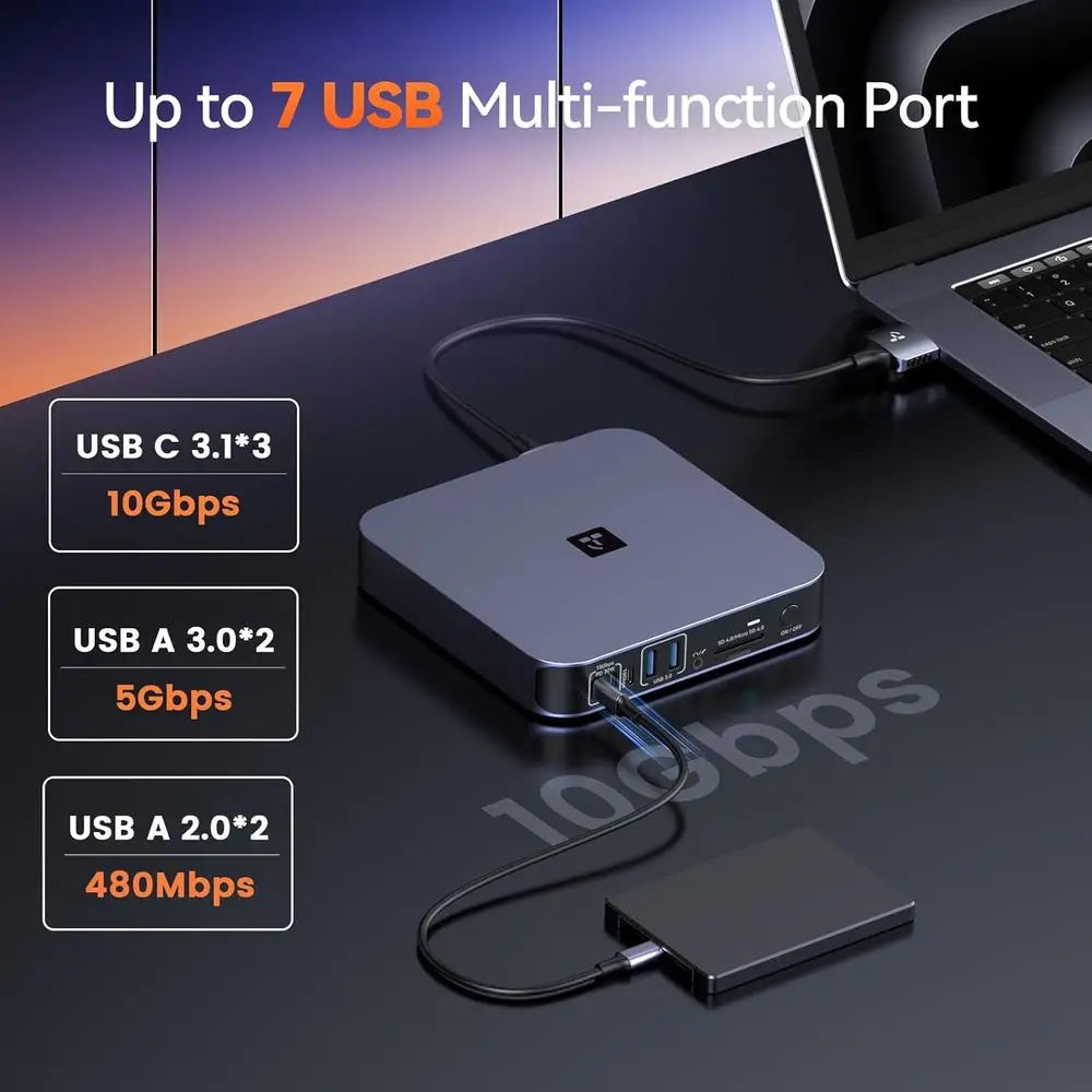 Universal 18-in-2 Docking Station for Dual Monitors, MacBook Pro USB-C