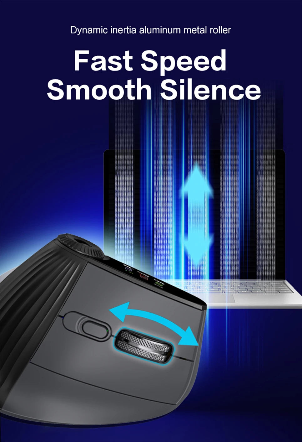 Jomaa RGB Backlit Speed Roller Wireless Vertical Mouse with Function Adjustment