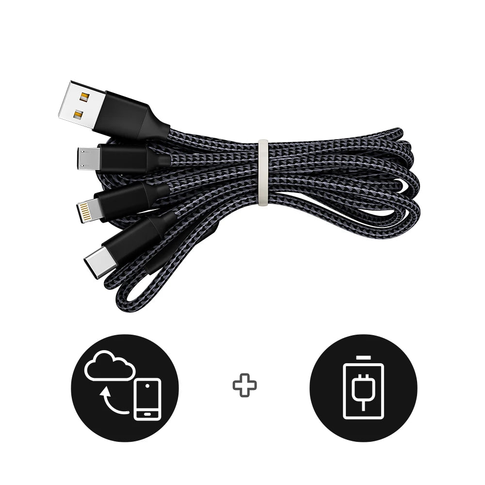 4pcs Charge Cable 3-in-1 Nylon Braided Multi Charge Cable for Multiple Devices