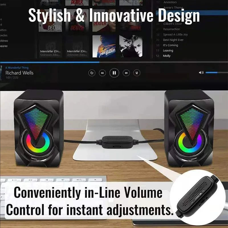 New X2 computer speaker, illuminated desktop laptop, multimedia mini wired