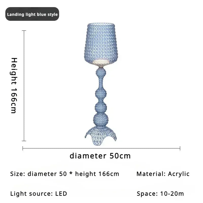 Italian Designer Hollow Goblet Acrylic Floor Lamp for Exhibition Hall Living Room