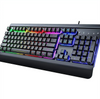 104 Keys All-Metal Panel Gaming Keyboard, Rainbow LED Backlit, Silent, Wrist Rest, Multimedia, Anti-Ghosting, Waterproof, Wired for PC Mac