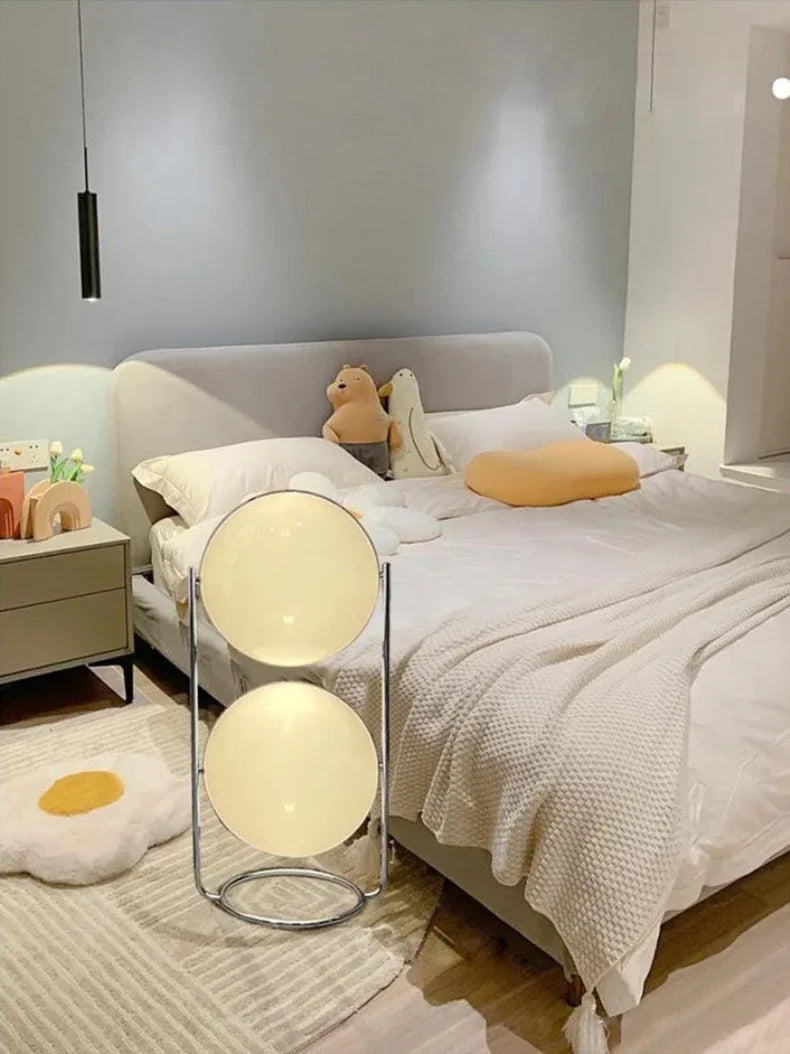 Garrault  Delord Floor Lamp Chrome Metal White Acrylic Ball Floor Light Living Room