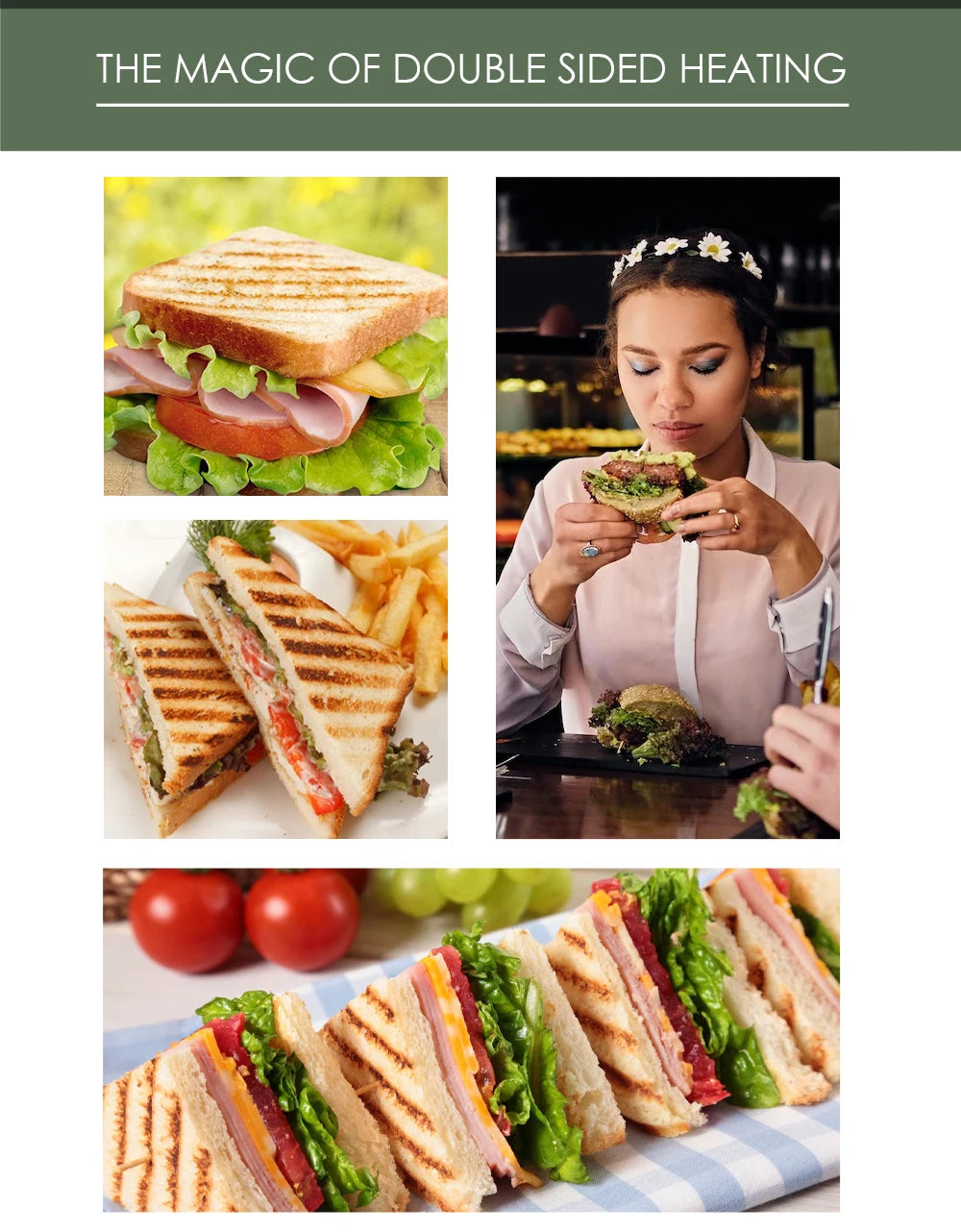 10 in 1 New Sandwich Maker Non-stick Coating 800w Easy Clean for Home Baking Breakfast Bread