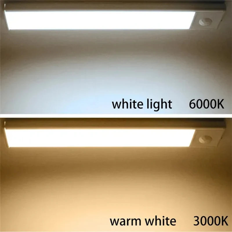 PIR Motion Sensor LED Under Cabinet Lamp Dimmable Rechargeable Night Light