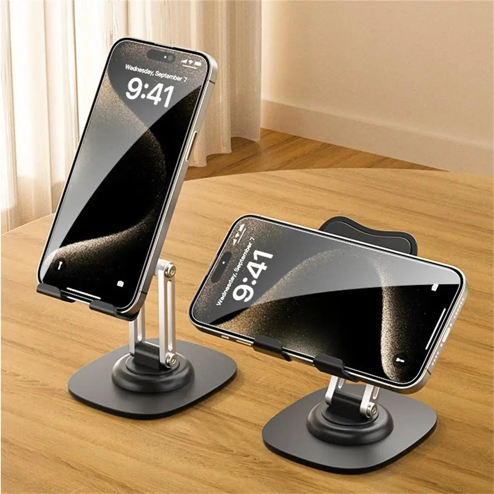 Aluminum Alloy Foldable Desktop Phone Stand with 360° Rotating Metal Base