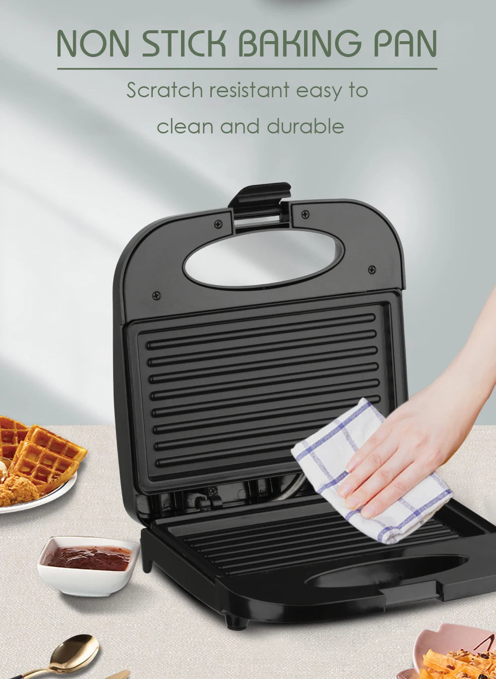 10 in 1 New Sandwich Maker Non-stick Coating 800w Easy Clean for Home Baking Breakfast Bread