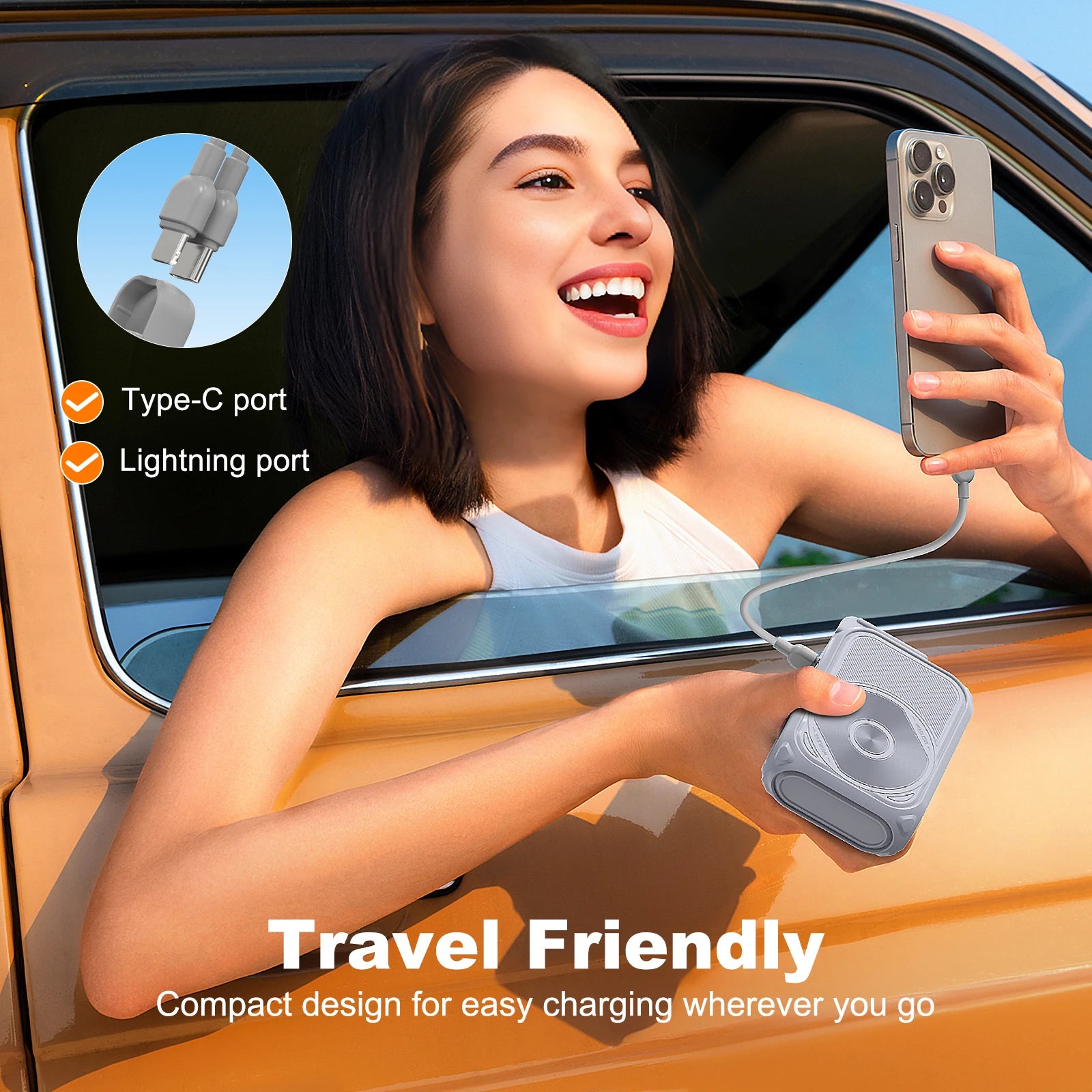 Magnetic Wireless Power Bank USB Type-C Detachable Data Cable Phone Holder