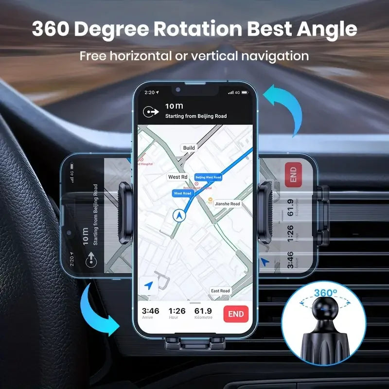 Lcars Car Phone Holder, Car Air Vent Clip Spiral Hook, Aluminum Alloy Panel Anti-Shake, Multifunctional Universal In-Car Navigation Phone Stand