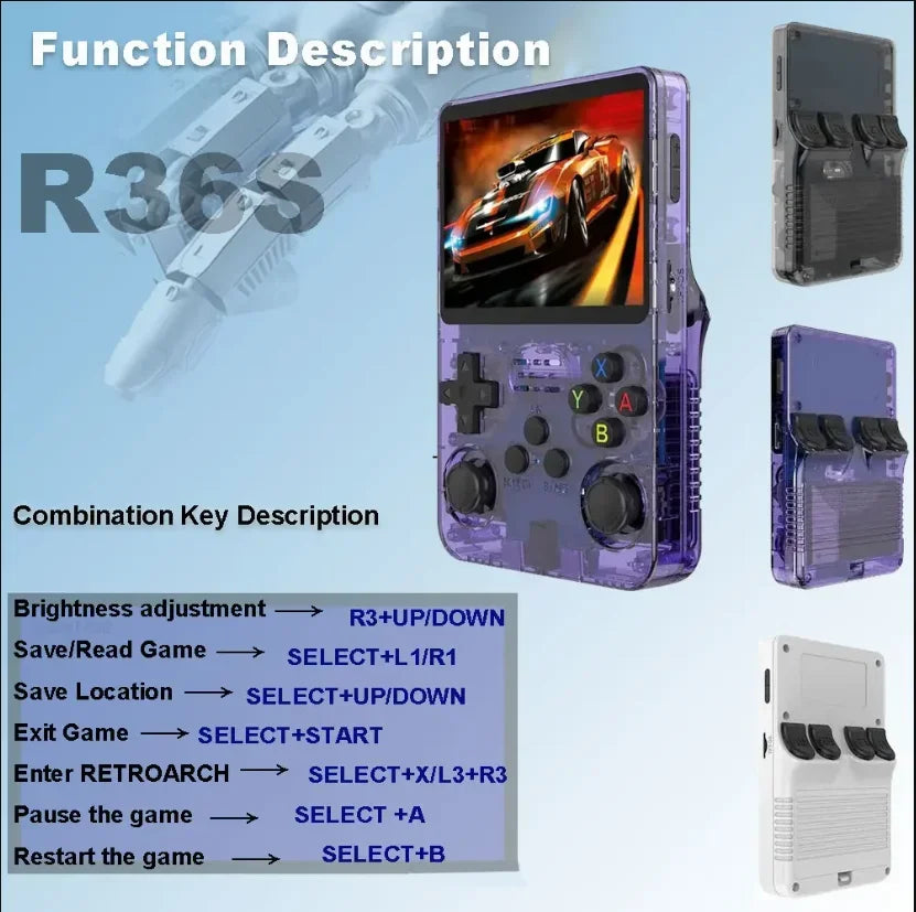 R36S Retro Handheld Video Game Console 3.5" IPS Screen Portable Pocket Player 64GB 10000+128G 20000+ Games best Boy gifts ，OTG supports multiple emulators