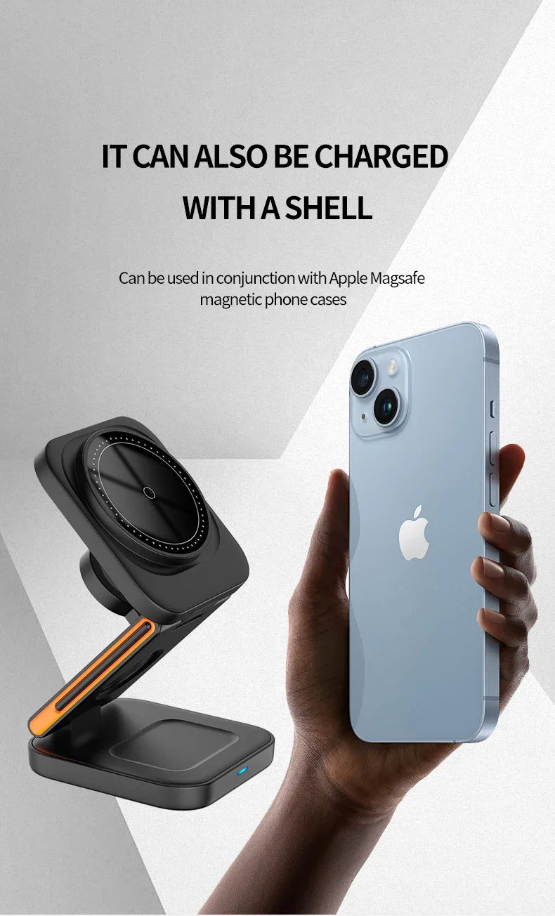 3 in 1 Foldable Charging Station Fast Magnetic Wireless Charger Stand