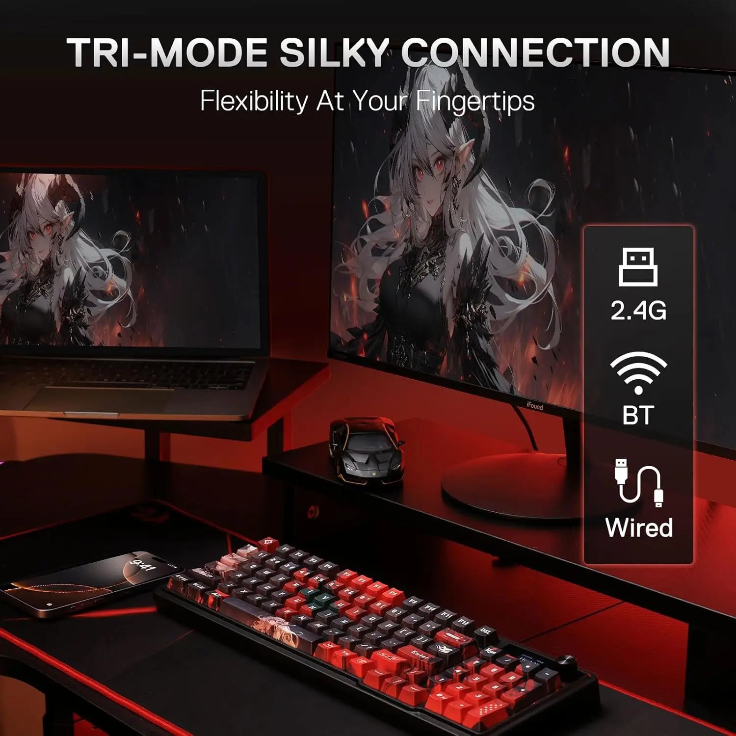 Redragon K719 PRO Wireless Gasket Gaming Hype Screen & Knob, 95 Keys